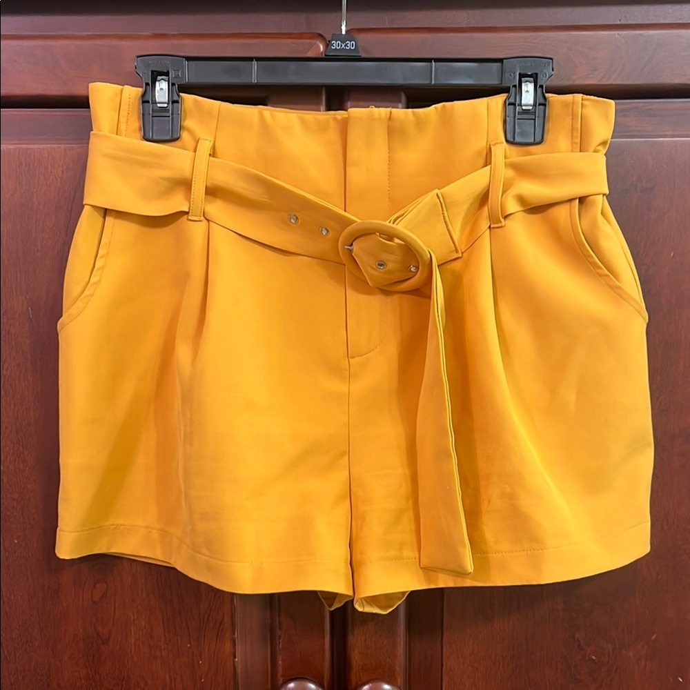 Forever 21 High Waist Yellow Shorts with Belt
